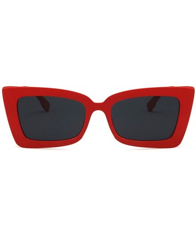 Rectangular Women Sunglasses Fashion Bright Black Grey Drive Holiday Rectangle Non-Polarized UV400 - Red Grey - CP18RLTC8R4 $...