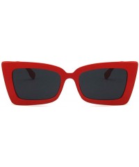 Rectangular Women Sunglasses Fashion Bright Black Grey Drive Holiday Rectangle Non-Polarized UV400 - Red Grey - CP18RLTC8R4 $...