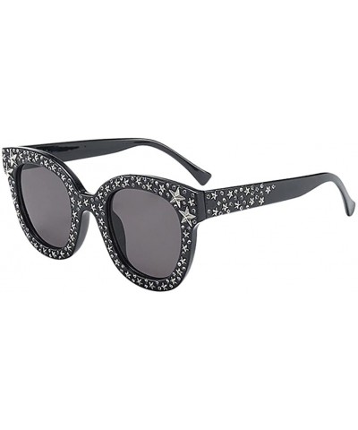 Goggle Womens Artificial Diamond Cat Eye Quadrate Star Big Frame Polarized Classic UV Protect Sunglasses (A - One) - CH18D2X9...