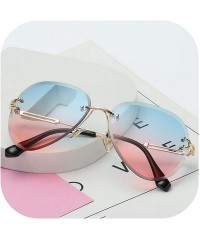 Round RimlSunglasses Women Sun Glasses Gradient Shades Cutting Lens FramelMetal Eyeglasses UV400 - Blue Pink - CN19853QU65 $3...