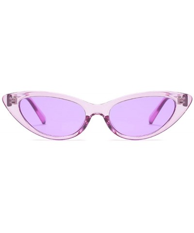 Goggle Cat Eye Small Sunglasses Small Narrow Oval Vintage Retro Mini eyewear - Purple - CT18DTMAZWA $17.89