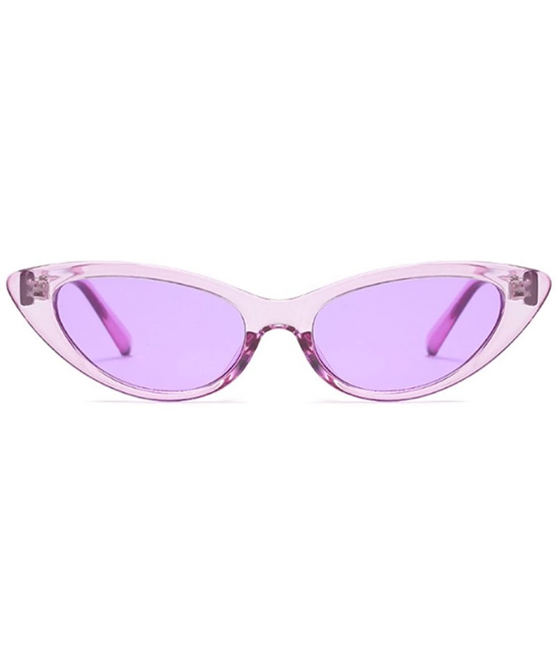Goggle Cat Eye Small Sunglasses Small Narrow Oval Vintage Retro Mini eyewear - Purple - CT18DTMAZWA $12.25