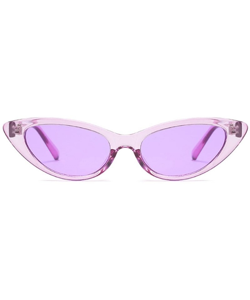 Goggle Cat Eye Small Sunglasses Small Narrow Oval Vintage Retro Mini eyewear - Purple - CT18DTMAZWA $12.25