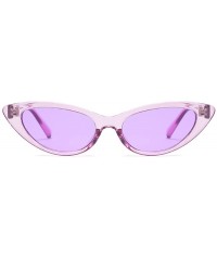 Goggle Cat Eye Small Sunglasses Small Narrow Oval Vintage Retro Mini eyewear - Purple - CT18DTMAZWA $12.25