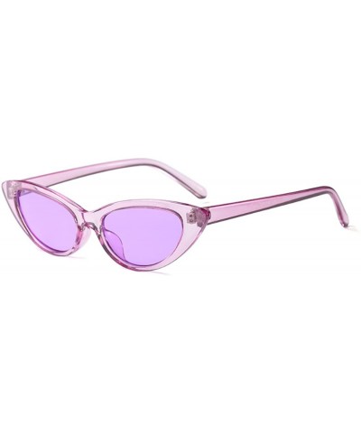 Goggle Cat Eye Small Sunglasses Small Narrow Oval Vintage Retro Mini eyewear - Purple - CT18DTMAZWA $12.25