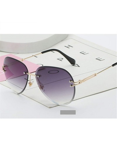 Round RimlSunglasses Women Sun Glasses Gradient Shades Cutting Lens FramelMetal Eyeglasses UV400 - Blue Pink - CN19853QU65 $3...