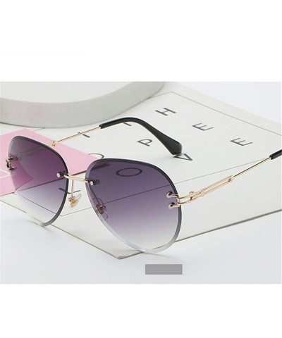 Round RimlSunglasses Women Sun Glasses Gradient Shades Cutting Lens FramelMetal Eyeglasses UV400 - Blue Pink - CN19853QU65 $2...