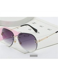 Round RimlSunglasses Women Sun Glasses Gradient Shades Cutting Lens FramelMetal Eyeglasses UV400 - Blue Pink - CN19853QU65 $3...