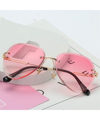 Round RimlSunglasses Women Sun Glasses Gradient Shades Cutting Lens FramelMetal Eyeglasses UV400 - Blue Pink - CN19853QU65 $2...