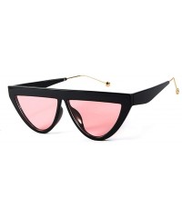 Cat Eye Fashion Sunglasses Women's Brand Design Cat Eye Flat Frame Sunglasses (Color C3 Black Pink - Size One size) - C5198UM...