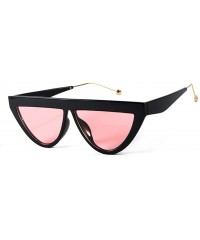 Cat Eye Fashion Sunglasses Women's Brand Design Cat Eye Flat Frame Sunglasses (Color C3 Black Pink - Size One size) - C5198UM...