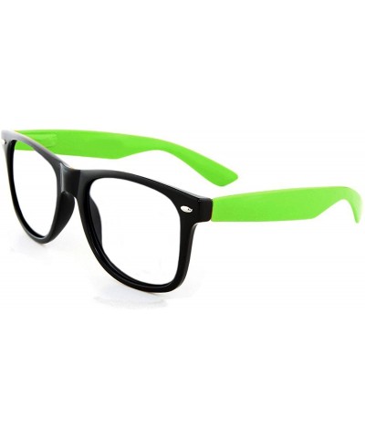 Wayfarer Fashion Glasses for Men Women Retro Pop Color Frame Clear Lens - Black-green - CG185XKY335 $10.70