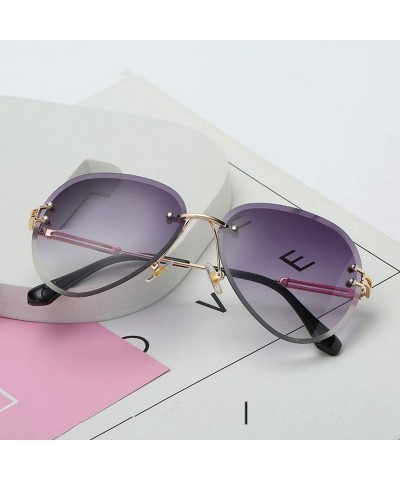 Round RimlSunglasses Women Sun Glasses Gradient Shades Cutting Lens FramelMetal Eyeglasses UV400 - Blue Pink - CN19853QU65 $3...