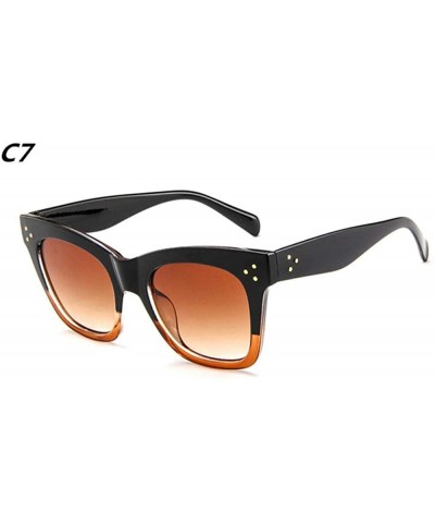Aviator Luxury Rectangle Sunglasses Women Brand Design Retro Colorful Transparent C6 - C7 - CC18YLZO32Y $17.67