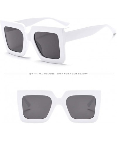 Square Vintage Square Cat Eye Sunglasses for Women Fashion Oversize Sunglasses - A - C9190NCI7SH $6.71