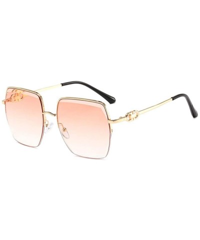 Square Sunglasses with Metallic Cut Edge and Large Square Frame for Ladies - 3 - CC198RCDOQZ $35.94