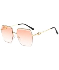 Square Sunglasses with Metallic Cut Edge and Large Square Frame for Ladies - 3 - CC198RCDOQZ $35.94