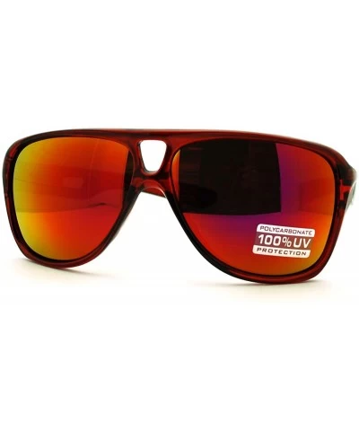 Aviator Retro Multicolor Lens Sunglasses Sporty Racer Flat Top Aviators - Red - C111F64GN6R $20.20