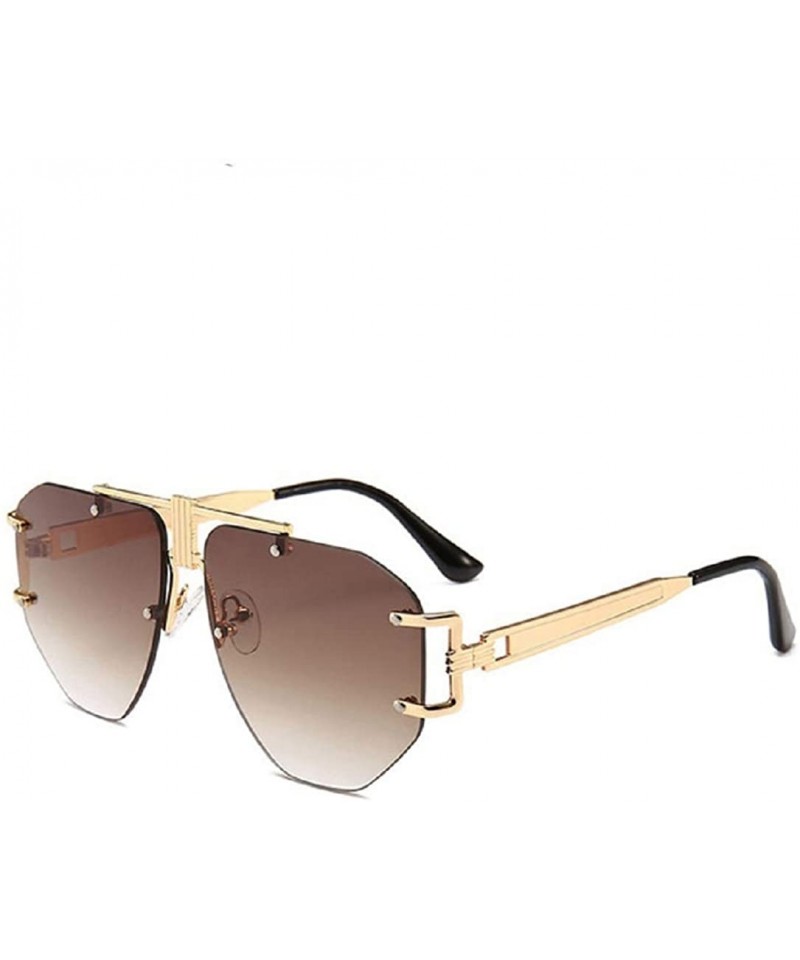 Oversized Fashion Oversized Rimless Sunglasses Women Clear Lens Glasses - D - CI18R0R59ZE $8.51