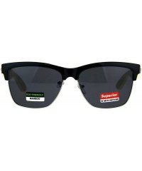 Square Real Bamboo Wood Temple Sunglasses Designer Style Square UV 400 - Black - CF18DI46S82 $12.62