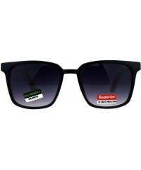 Rectangular Mens Bamboo Wood Oversize Rectangular Horn Rim Sunglasses - Black Smoke - CK180UKI8SM $12.45