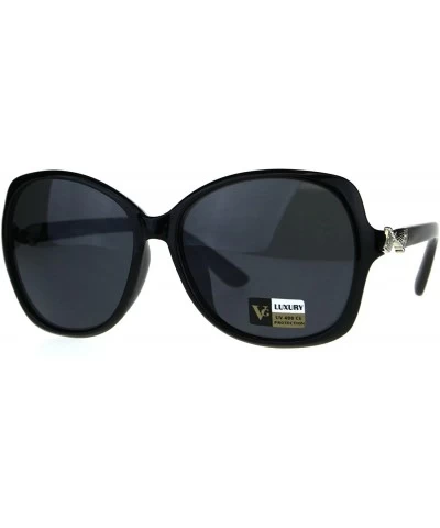 Butterfly Womens Jewel Bling Luxury Classic Butterfly Plastic Sunglasses - All Black - C1180C0YT36 $23.20