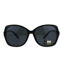 Butterfly Womens Jewel Bling Luxury Classic Butterfly Plastic Sunglasses - All Black - C1180C0YT36 $12.23