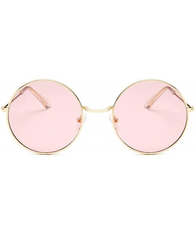 Round Retro Round Sunglasses Women Brand Designer Sun Glasses Alloy Mirror Female - Goldyellow - CI198ZTMKMC $39.02
