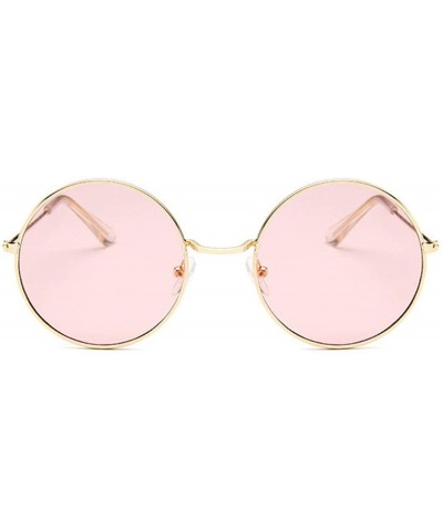 Round Retro Round Sunglasses Women Brand Designer Sun Glasses Alloy Mirror Female - Goldyellow - CI198ZTMKMC $39.02