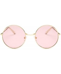 Round Retro Round Sunglasses Women Brand Designer Sun Glasses Alloy Mirror Female - Goldyellow - CI198ZTMKMC $39.02