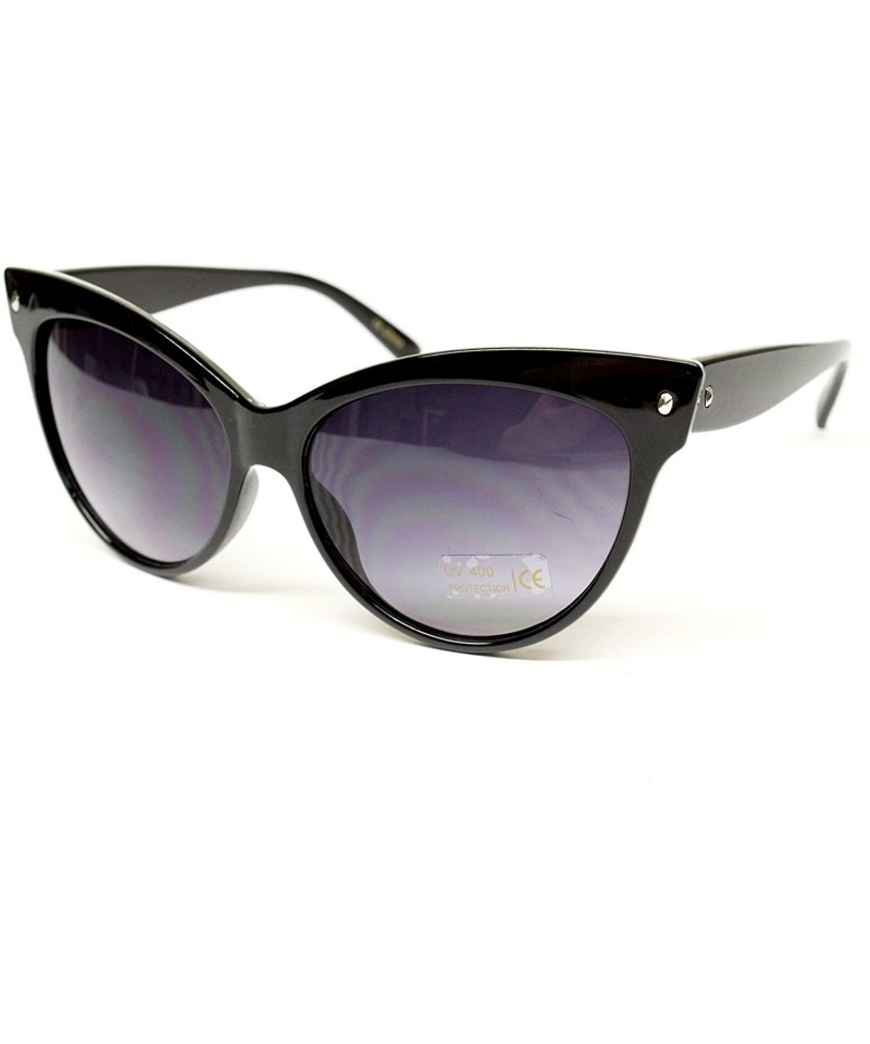 Cat Eye Cat Eye Vintage Retro 80s Classic Sunglasses Womens Wm35 (Sor Black - Smoked) - CO118G645PD $12.18