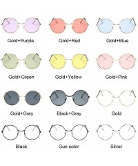 Round Retro Round Sunglasses Women Brand Designer Sun Glasses Alloy Mirror Female - Goldyellow - CI198ZTMKMC $39.02