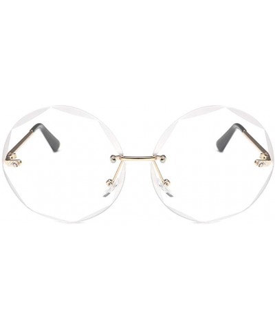 Square Frameless Cut Edge Sunglasses Women Men Big Frame Gradient Ocean Piece Glasses New - Gy - CV18Y66O4RG $8.45