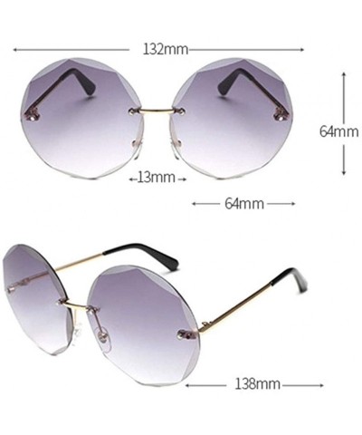 Square Frameless Cut Edge Sunglasses Women Men Big Frame Gradient Ocean Piece Glasses New - Gy - CV18Y66O4RG $8.45