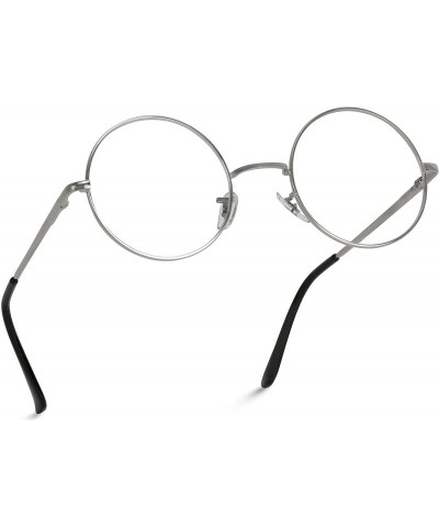 Round Round Clear Metal Frame Glasses - Silver Frame - CF189Y3SGA2 $9.97