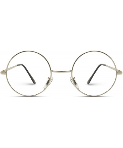 Round Round Clear Metal Frame Glasses - Silver Frame - CF189Y3SGA2 $9.97