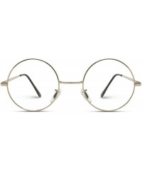 Round Round Clear Metal Frame Glasses - Silver Frame - CF189Y3SGA2 $9.97