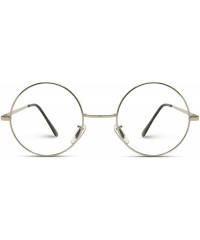 Round Round Clear Metal Frame Glasses - Silver Frame - CF189Y3SGA2 $9.97