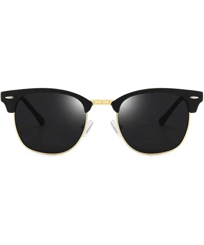 Semi-rimless Polarized Sunglasses Classic Semi-Rimless Frame Retro Brand Sunglasses for Men and Women UV 400 Protection - C81...