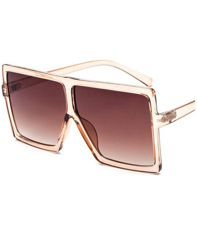 Square Fashion Sunglasses Oversized Protection Eyeglasses - C4-transparent Tea Frame Tea Lens - C818X4Q3798 $33.26