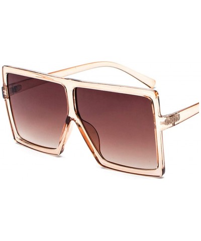 Square Fashion Sunglasses Oversized Protection Eyeglasses - C4-transparent Tea Frame Tea Lens - C818X4Q3798 $21.60