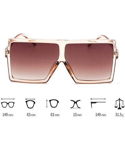 Square Fashion Sunglasses Oversized Protection Eyeglasses - C4-transparent Tea Frame Tea Lens - C818X4Q3798 $21.60