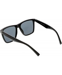 Wayfarer Modern Metal Accents Wide Arms Mirror Square Lens Horn Rimmed Sunglasses 53mm - Shiny Black / Smoke - C3188K05YY2 $1...