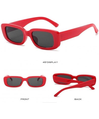 Square Women Men Classic Rectangle Sunglasses Vintage Leopard Square Sun Glasses UV400 Eyewear - C2 Red Black - C4199OKYODW $...