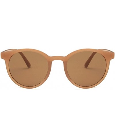 Round Unisex Sunglasses Retro Coffee Drive Holiday Round Non-Polarized UV400 - Brown - CD18RH6SIET $17.57