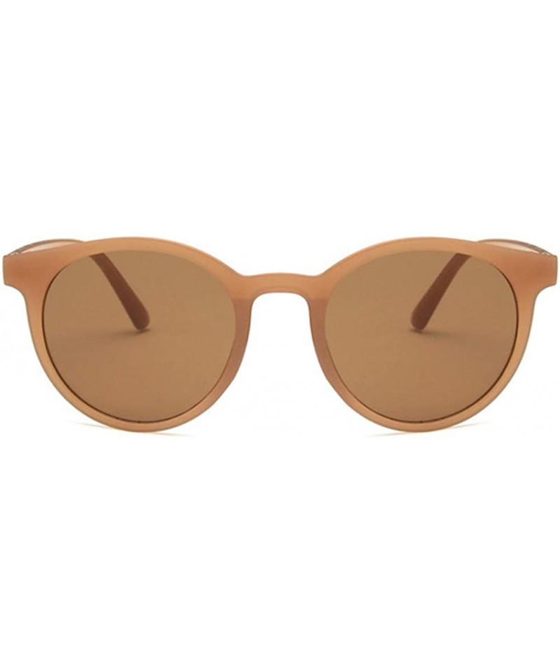 Round Unisex Sunglasses Retro Coffee Drive Holiday Round Non-Polarized UV400 - Brown - CD18RH6SIET $8.55