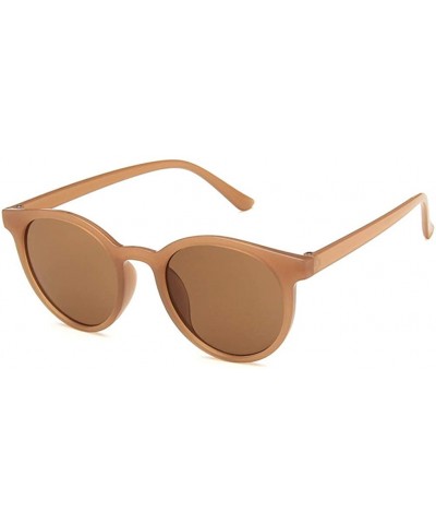 Round Unisex Sunglasses Retro Coffee Drive Holiday Round Non-Polarized UV400 - Brown - CD18RH6SIET $8.55