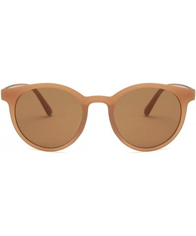 Round Unisex Sunglasses Retro Coffee Drive Holiday Round Non-Polarized UV400 - Brown - CD18RH6SIET $8.55