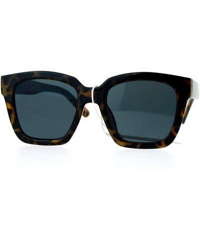 Oversized Ultra Flat Lens Unique Oversize Horn Rim Sunglasses - Tortoise - C6127A9UVTT $9.31