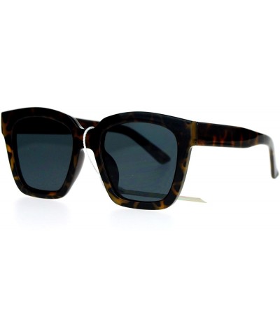 Oversized Ultra Flat Lens Unique Oversize Horn Rim Sunglasses - Tortoise - C6127A9UVTT $18.86